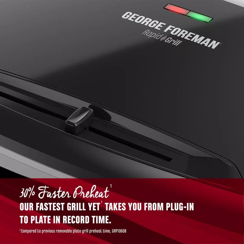 George Foreman Rapid Grill 80 sq. in. Electric Indoor Grill and Panini Press, Black