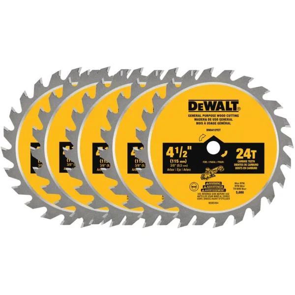 DEWALT Atomic 4-1/2 in. 24-Tooth Carbide Circular Saw Blade (5-Pack)