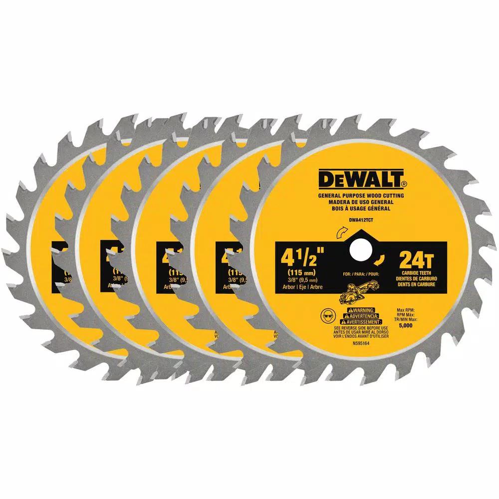 DEWALT Atomic 4-1/2 in. 24-Tooth Carbide Circular Saw Blade (5-Pack)