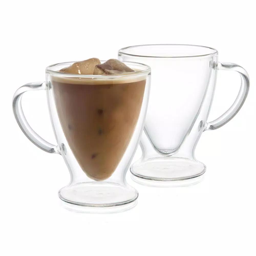 JoyJolt Declan 10 oz. Double Wall Insulated Borosilicate Glass Coffee Mugs (Set of 4)