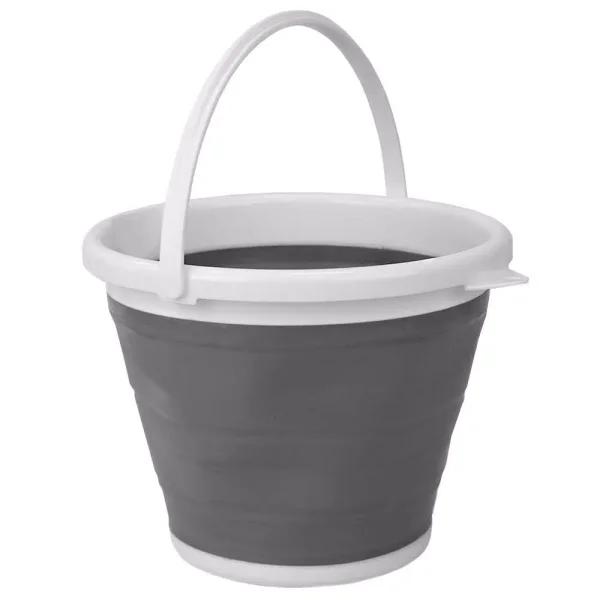 Unbranded 2.6 Gal. Grey Collapsible Plastic & Silicone Bucket, 10L Capacity