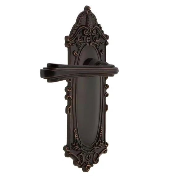 Nostalgic Warehouse Fleur Privacy Lever with Victorian Plate, Timeless Bronze