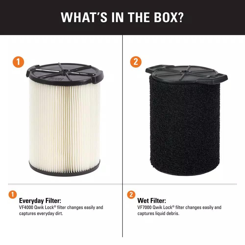 RIDGID Replacement Filter Set: VF4000 Pleated Paper & VF7000 Foam Filter for 5 Gal. or Larger Wet/Dry Vacuums