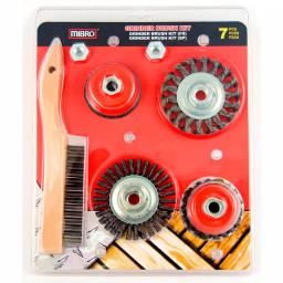MIBRO 7-Piece Industrial Wire Brush and Hand Brush Set for Deburring, Rust and Scale Removal thumbnail 2
