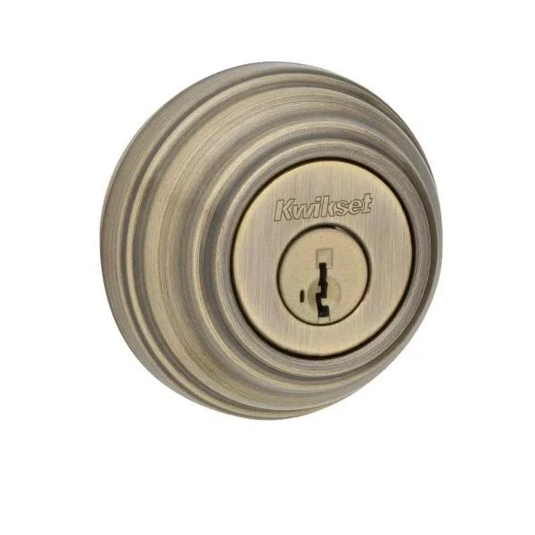Kwikset 980 Single Cylinder Deadbolt with SmartKey Security, Antique Brass