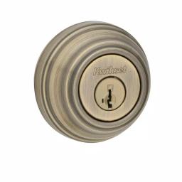 Kwikset 980 Single Cylinder Deadbolt with SmartKey Security, Antique Brass thumbnail 1