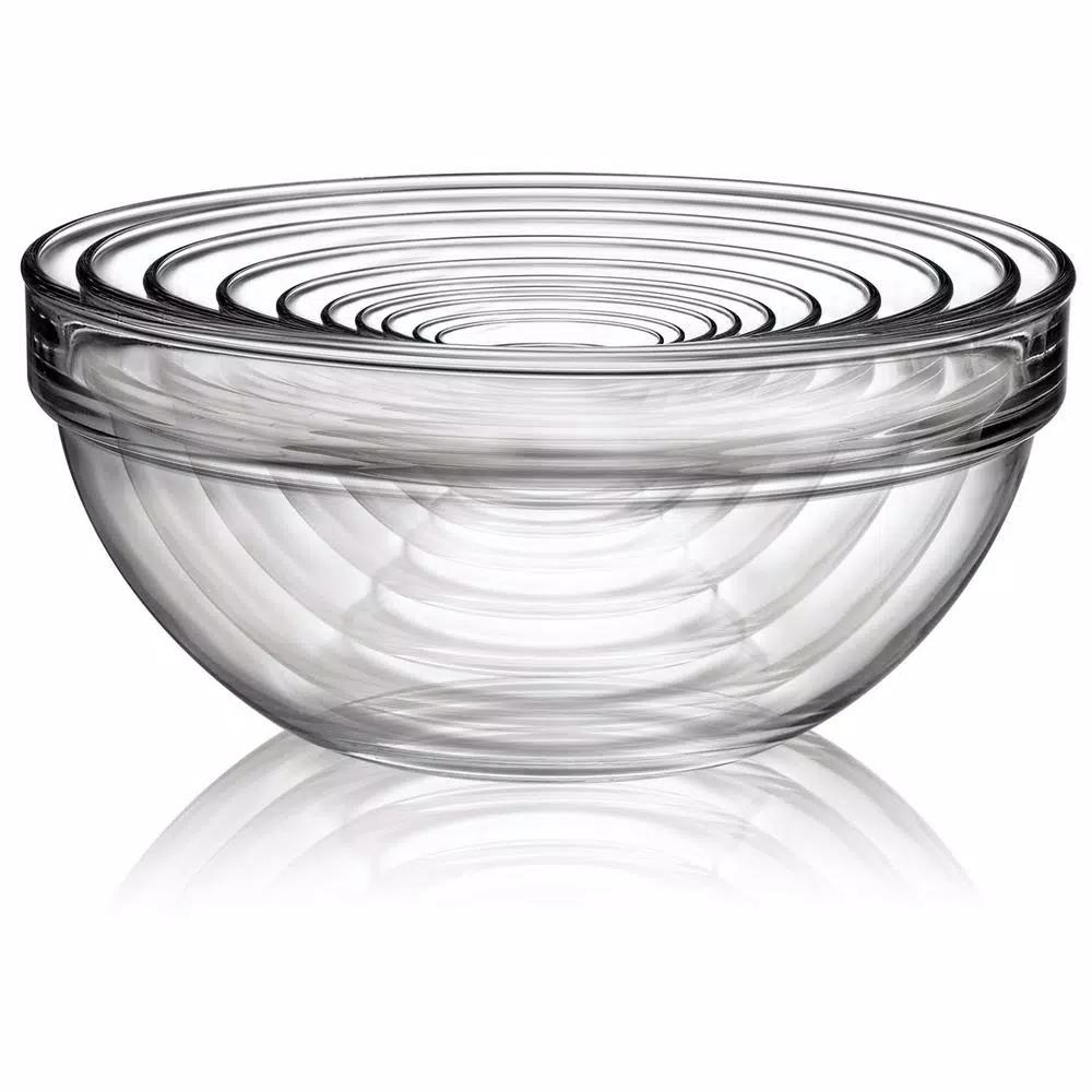 Luminarc Stackable Clear Glass Mixing Bowls Set, 10-Piece Assorted Sizes
