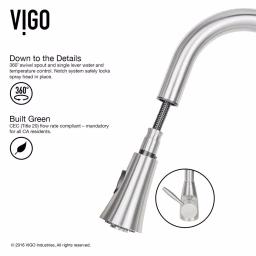 VIGO Aylesbury Single-Handle Pull-Down Kitchen Faucet with Soap Dispenser, Stainless Steel thumbnail 5