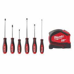 Milwaukee 6-Piece Screwdriver Set with 25 ft. Compact Auto-Lock Tape Measure thumbnail 1
