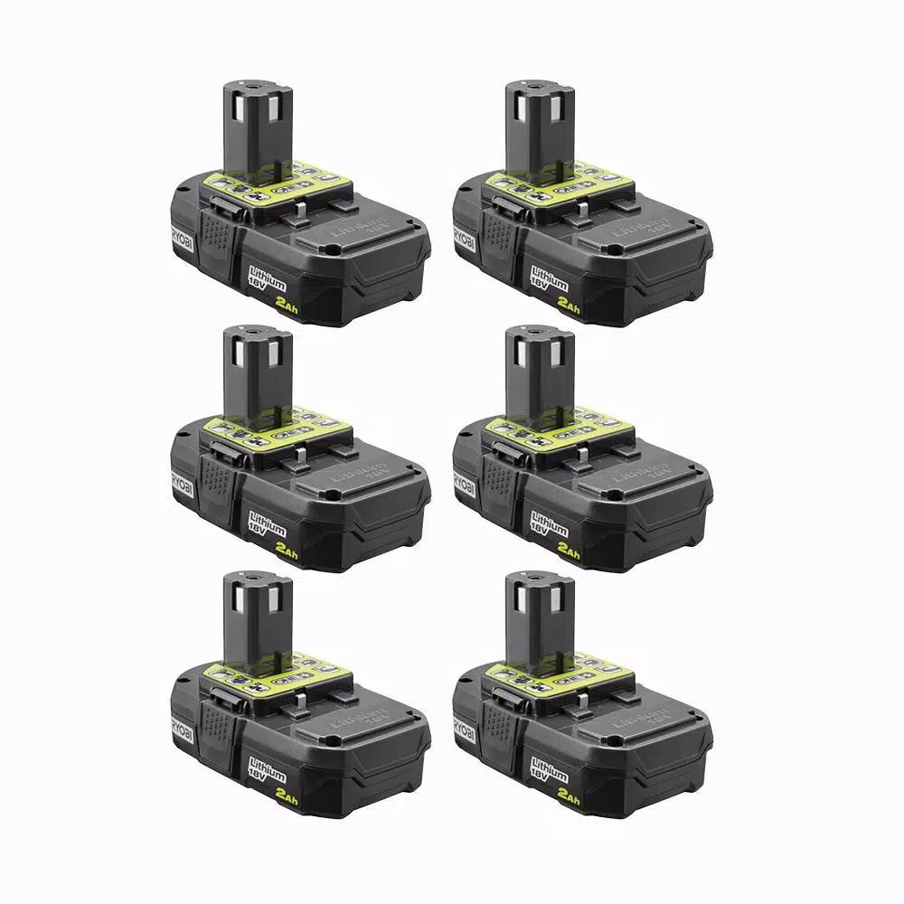 Ryobi 18V ONE+ 2.0 Ah Compact Lithium-Ion Battery (6-Pack)