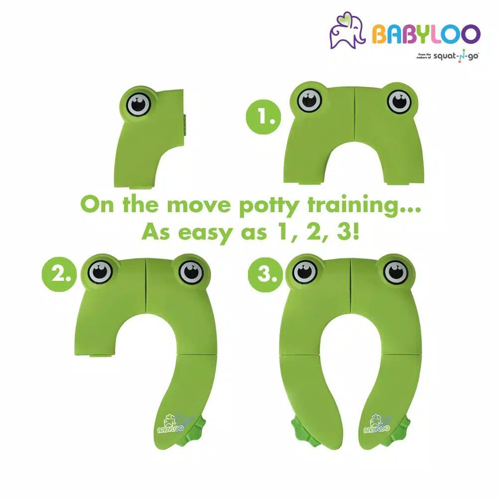 Babyloo Green Frog Folding Potty Training Toilet Seat with Travel Bag
