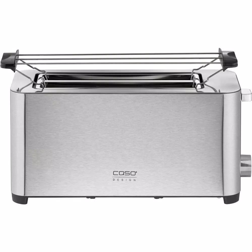 Caso Design 4-Slice Stainless Steel Wide Slot Toaster with Bun Warmer
