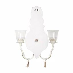 LITTON LANE Distressed White 2-Light Candle Sconce with Acanthus Carvings and Wood Bead Accents thumbnail 6