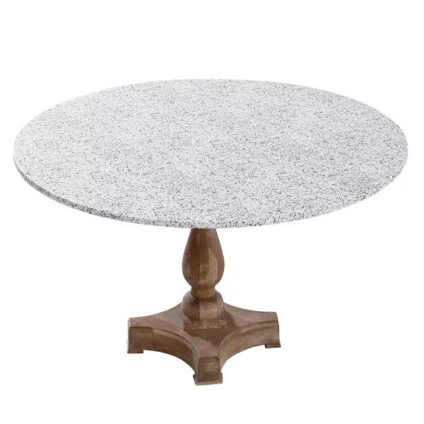 Brielle Home 48" Round Cotton Fabric Fitted Table Cover, Grey Granite Stone Pattern