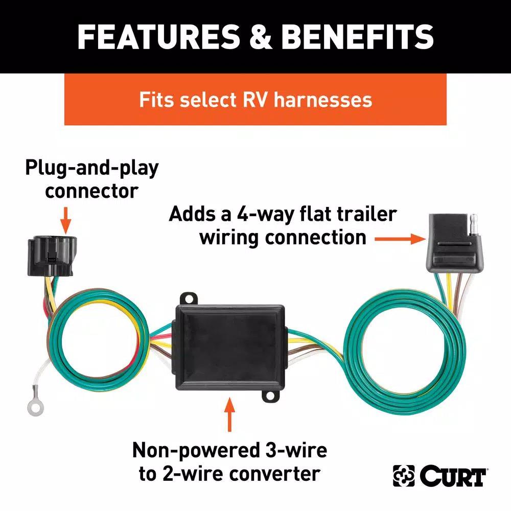 CURT Custom RV Wiring Harness Add-On with 4-Way Flat Connector