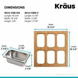 Kraus Workstation Kitchen Sink Accessory Set with Bamboo Serving Board and 6 Stainless Steel Prep Bowls thumbnail 6