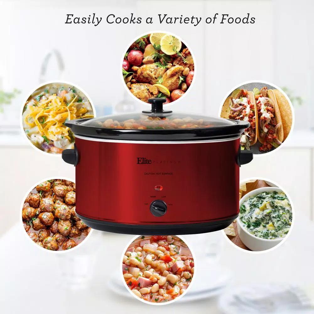Elite Platinum 8.5 Qt. Red Slow Cooker with Removable Stoneware Pot