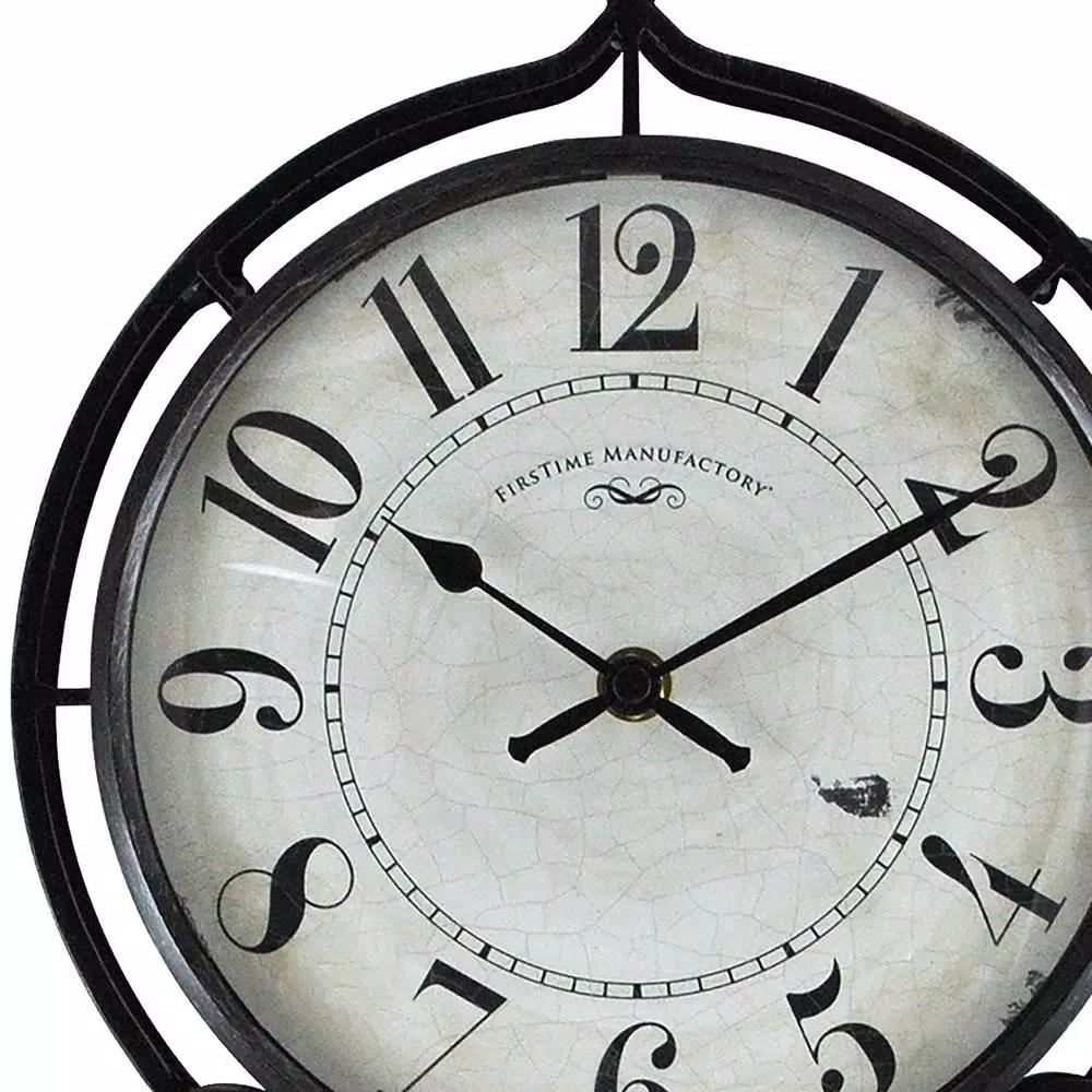 FirsTime & Co. Harwick Pendulum Wall Clock - Black Wrought Iron Farmhouse Decor
