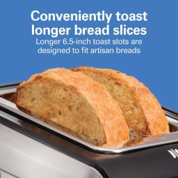 Hamilton Beach Expert-Toast 2-Slice Toaster, 900W, Black and Stainless Steel with Wide Slots thumbnail 4