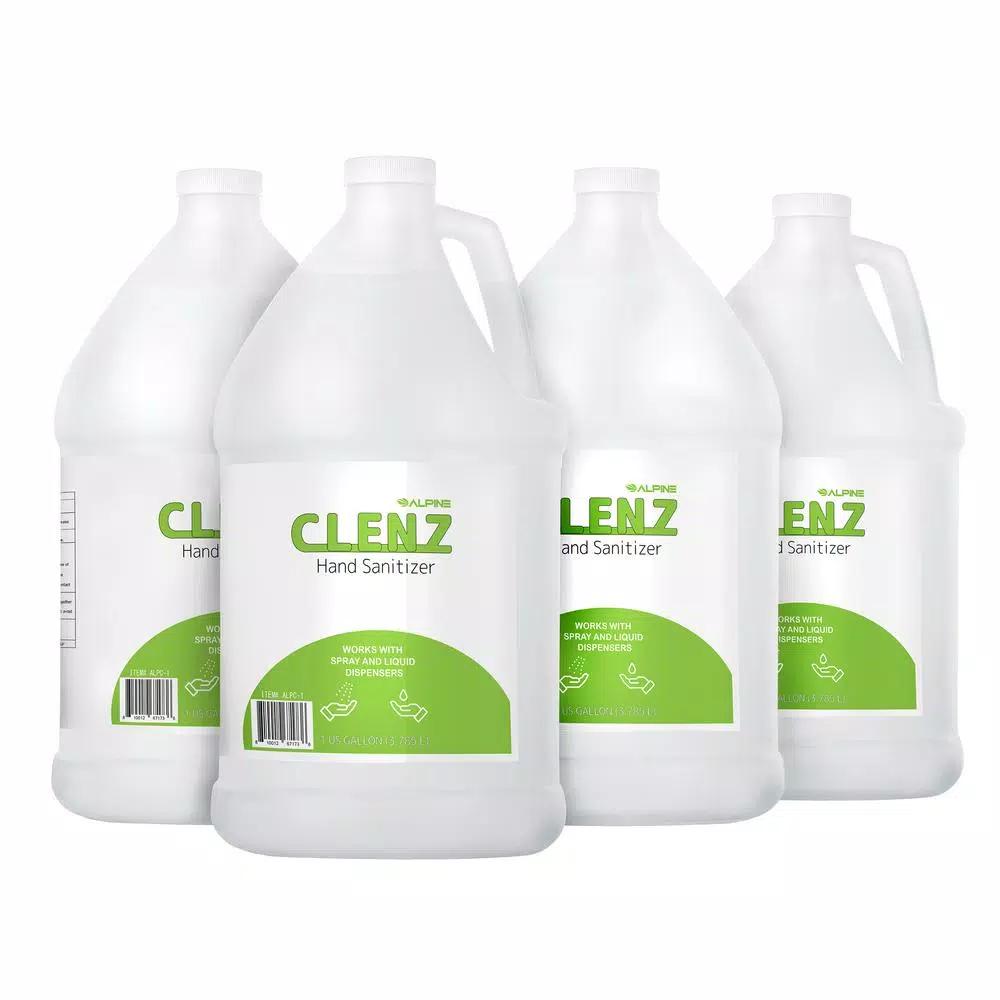 Alpine Industries Clenz Commercial Instant Liquid Hand Sanitizer, 80% Alcohol, 1 Gallon (4-Pack)