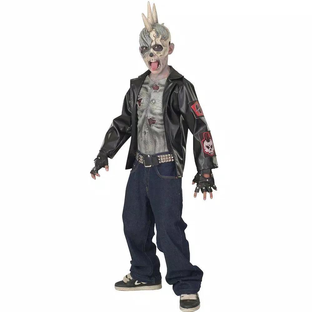 Rubie's Costumes Punk Zombie Child Costume for Boys with Spiked Mohawk Mask and Leather-Like Jacket