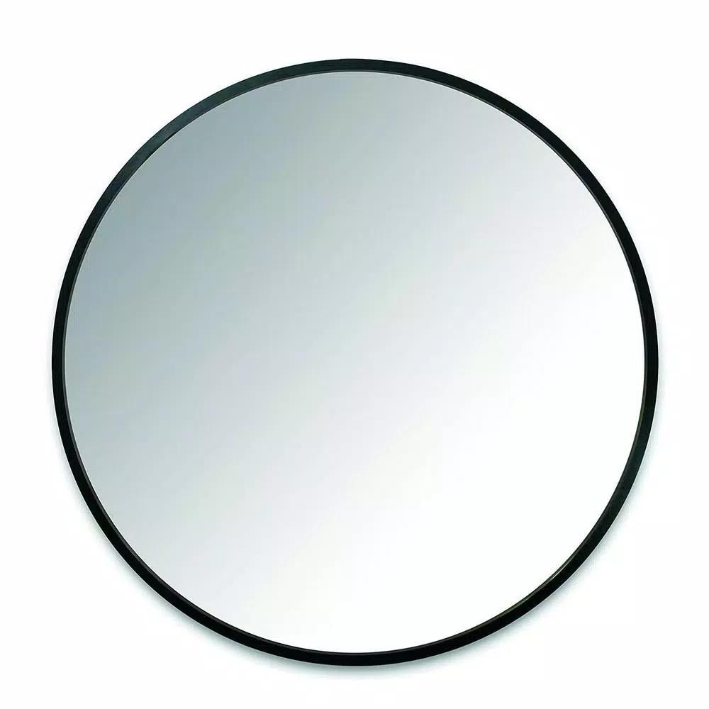 Umbra HUB Contemporary Round Mirror with Black Rubber Rim, 24 in.