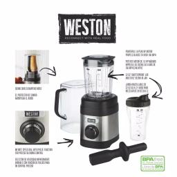 Weston Pro Series 11-Speed Blender with Sound Shield, 32 oz. Shatterproof Jar & 20 oz. Travel Jar, Stainless Steel thumbnail 2