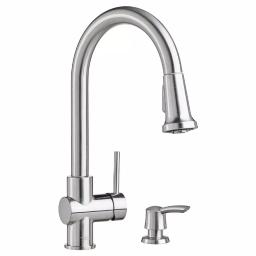 American Standard Montvale Single-Handle Pull-Down Kitchen Faucet with Soap Dispenser, Stainless Steel thumbnail 1