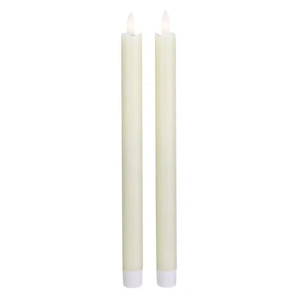 Northlight Set of 2 Ivory Flameless Taper Christmas Candles, 12 in. Battery Operated Realistic Wax Look