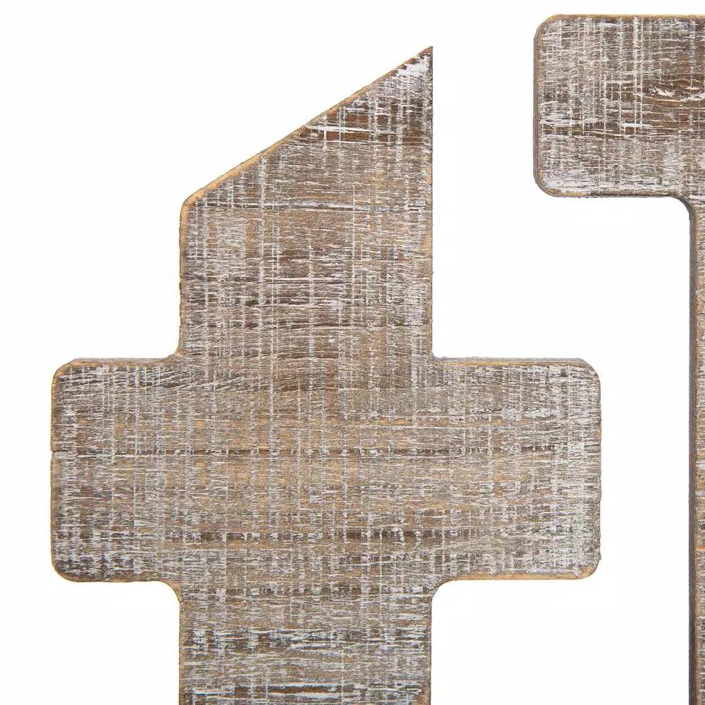 Pinnacle Rustic Thankful Gray Wood Decorative Wall Sign with 4 Metal Hooks