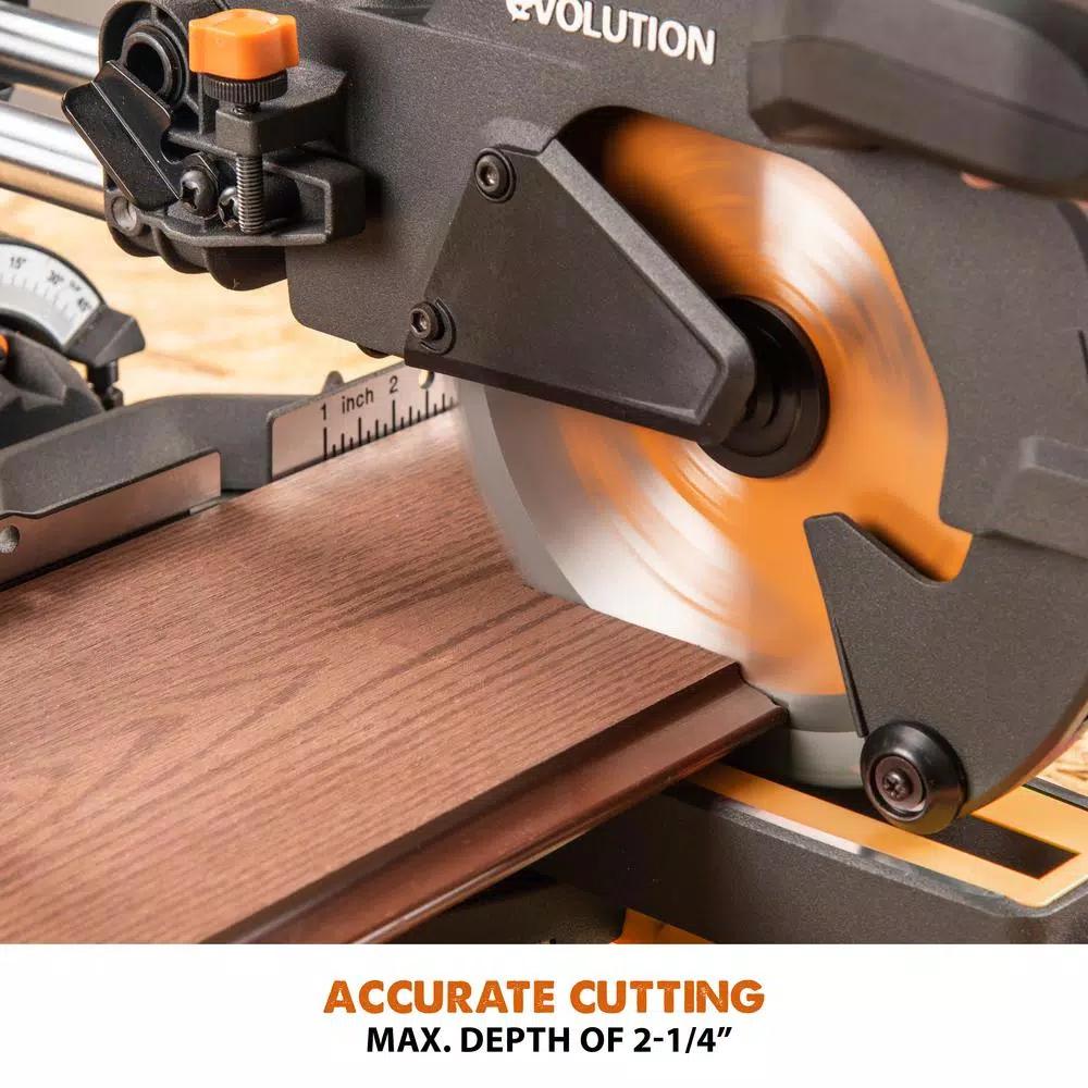 Evolution Power Tools Evolution 10 Amp 7-1/4 in. Sliding Compound Miter Saw with Laser Guide and Multi-Material Blade