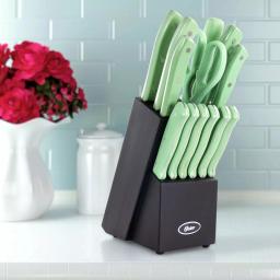 Oster Evansville 14-Piece Stainless Steel Knife Set with Hardwood Block in Turquoise thumbnail 7