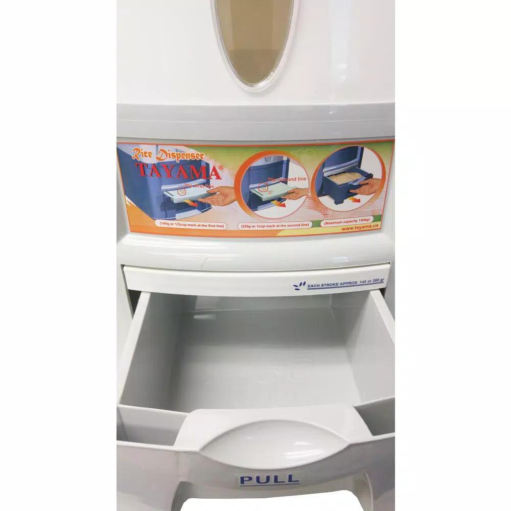 Tayama Rice Dispenser 55 lbs. Capacity White Dry Food Storage Container