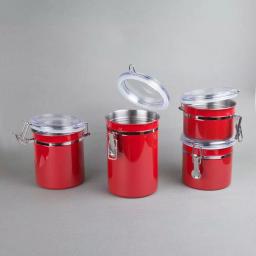 Creative Home 4-Piece Red Stainless Steel Canister Set with Airtight Locking Clamp Lids thumbnail 5