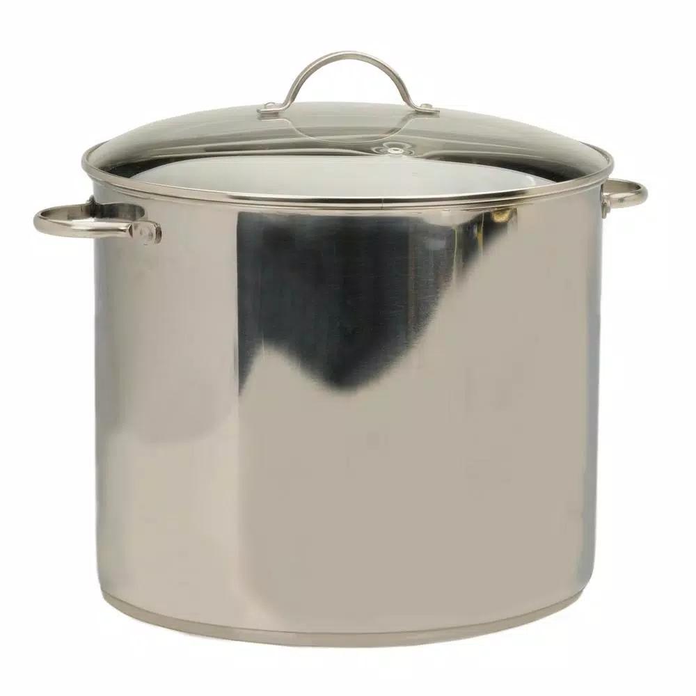 RSVP International Endurance 20 qt. Stainless Steel Water Bath Canner with Glass Lid and Rack