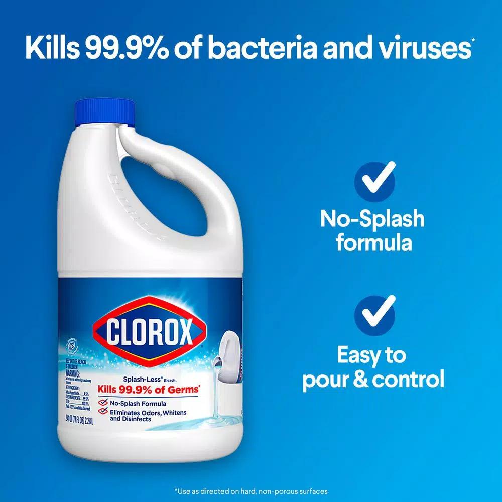 Clorox Splash-Less Concentrated Disinfecting Regular Liquid Bleach, 77 fl. oz.