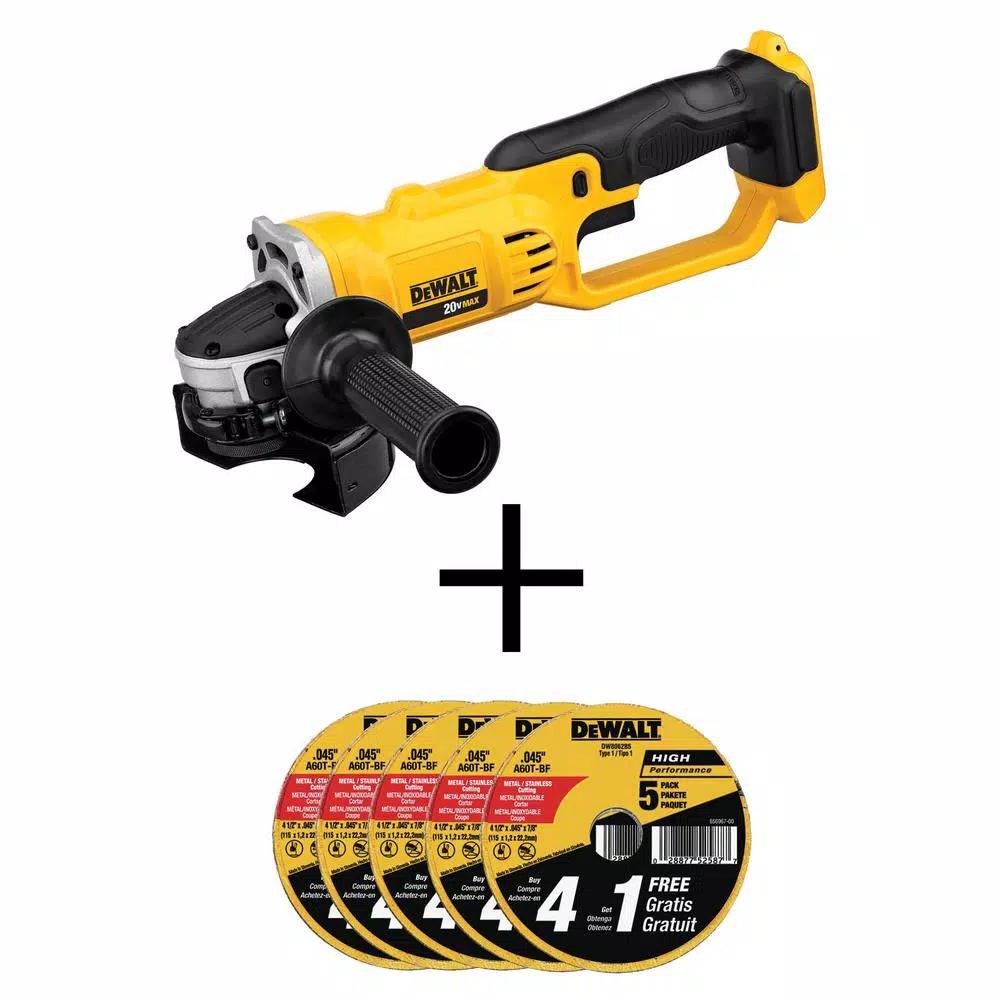 DEWALT 20V MAX Cordless 4-1/2 in. Angle Grinder, Tool Only with 25 Metal & Stainless Cutting Wheels