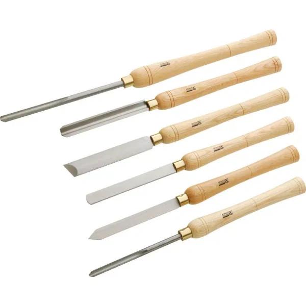 Shop Fox 6-Piece Deluxe HSS Lathe Chisel Set with Ash Handles