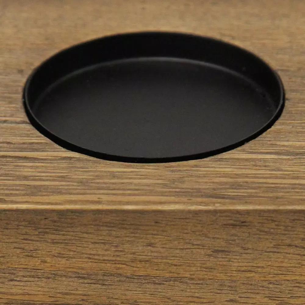 Stratton Home Decor Rustic 5-Candle Holder Centerpiece, Natural Wood and Black Metal