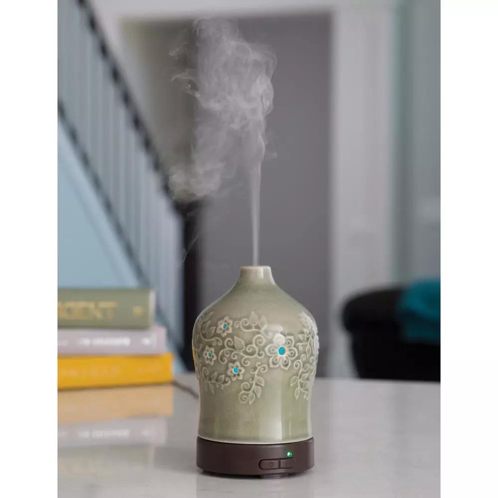 Airome Perennial Ultrasonic Essential Oil Diffuser, 9.3 in, Jade Green Ceramic