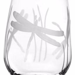 Rolf Glass Dragonfly 17 oz. Etched Stemless Wine Glass Set of 4, Clear Glassware thumbnail 2