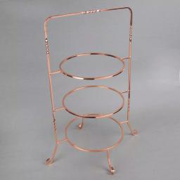 Creative Home 3-Tier Copper Plated Iron Cake & Tiered Stand, Handcrafted Serving Rack for Desserts and Fruit thumbnail 4