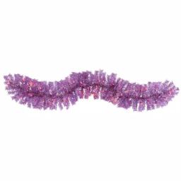 Nearly Natural 6 ft. Pre-Lit Pink Flocked Artificial Christmas Pine Garland with 50 Warm White LED Lights thumbnail 1