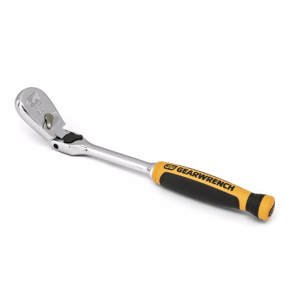 GEARWRENCH 1/4 in. Drive 90-Tooth Locking Flex Head Teardrop Ratchet, 8 in.