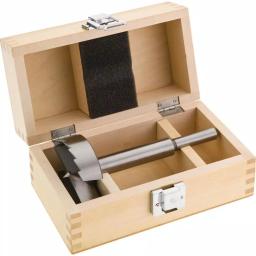 Shop Fox 8-Piece Steel Forstner Bit Set, 2-1/4 in. to 3-1/8 in. with Wooden Storage Boxes thumbnail 4