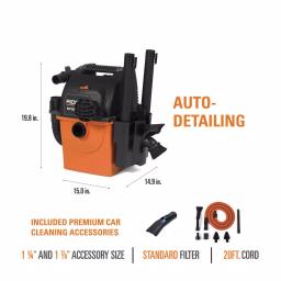 RIDGID 5 Gal. Stor-N-Go 5.0 Peak HP Wet/Dry Shop Vacuum with Wall Mount and Premium Car Cleaning Kit thumbnail 4