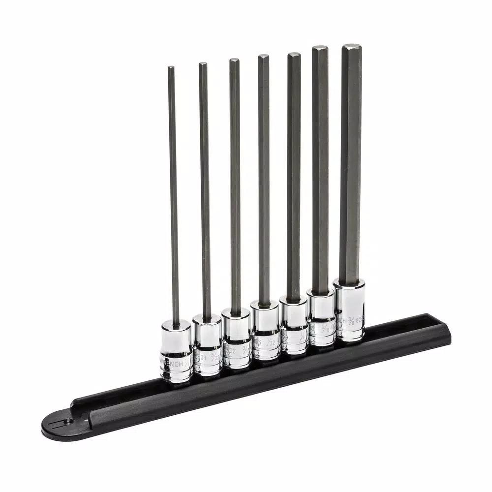 GearWrench 3/8 in. Drive Long Length Hex Bit SAE Socket Set, 7-Piece