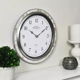 FirsTime & Co. Sophia Mosaic Wall Clock - Silver & Sandstone Shell Decor thumbnail 4