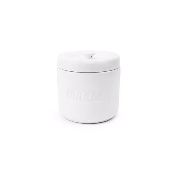Fox Run White Porcelain Grease Container with Meshed Strainer and Lid
