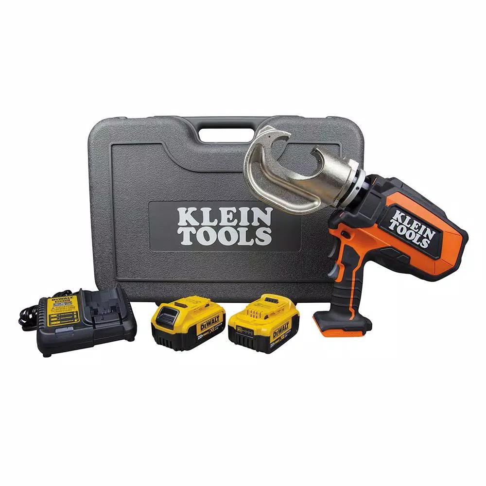 Klein Tools DeWALT 20V Cordless 12-Ton Battery-Operated Crimper Kit with Two 4 Ah Batteries, Charger, and Case